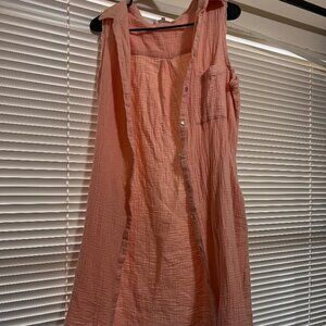 Light Coral Button Up Dress